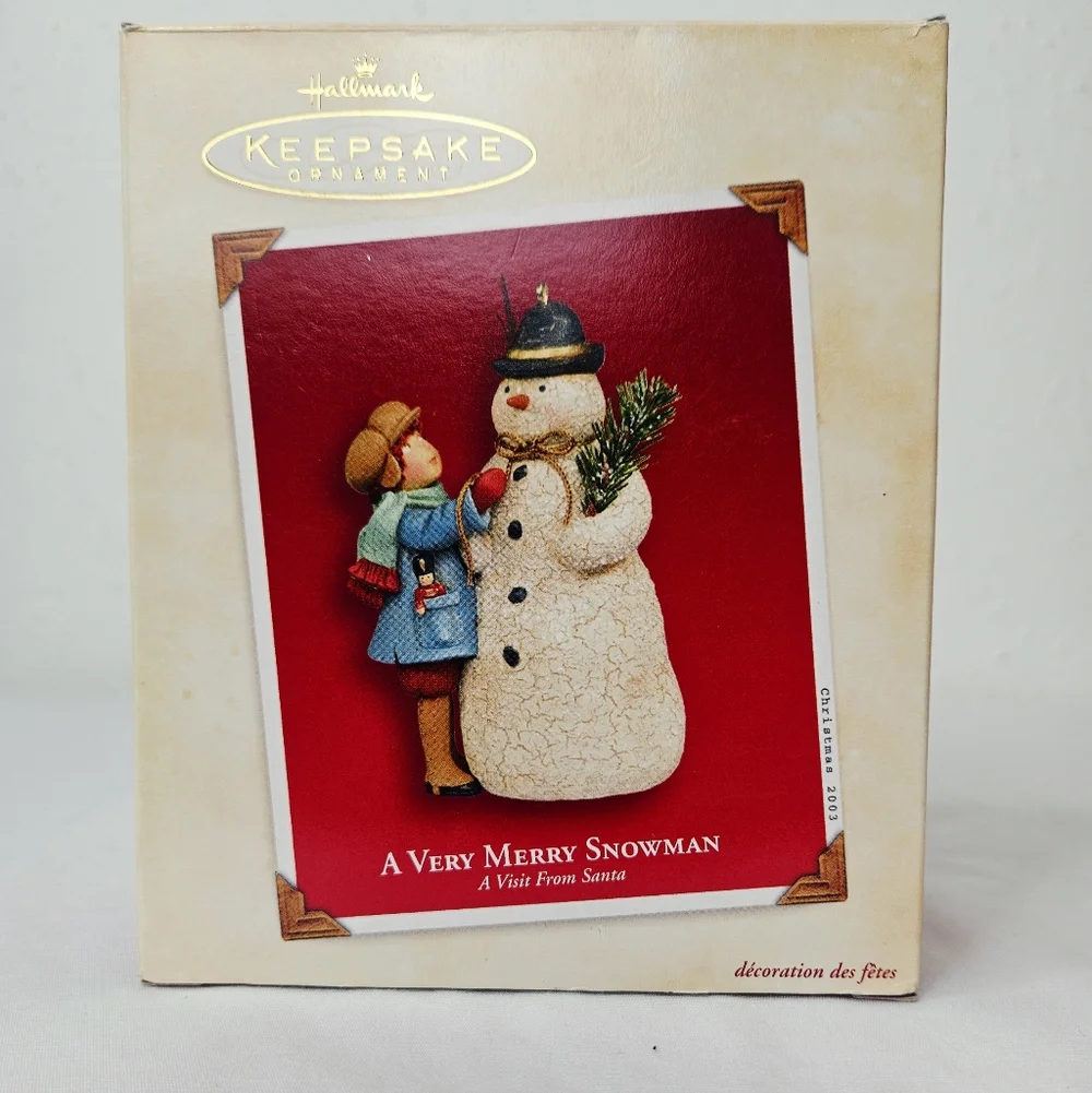 Hallmark Keepsake A Very Merry Snowman Ornament 2003 Nina Aubé Chalkware